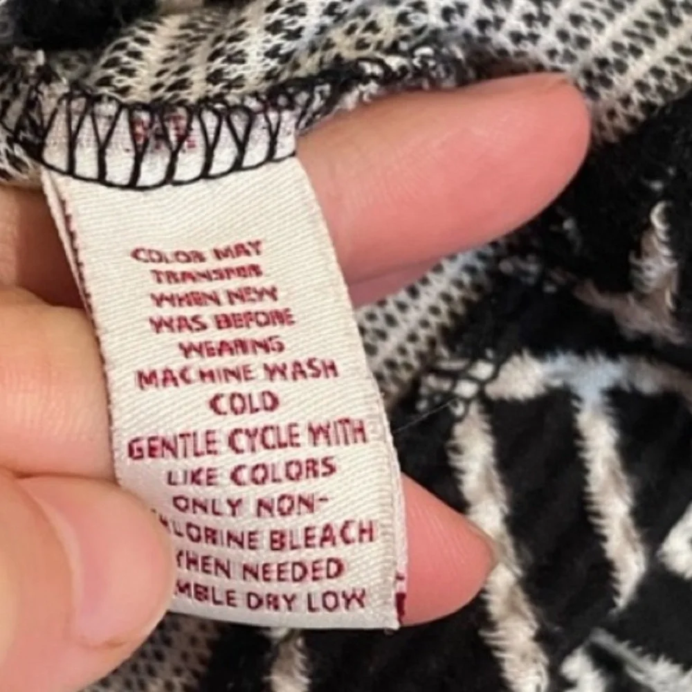 JM Collection Black White Geo Print Soft Knit Blazer Jacket Size Large